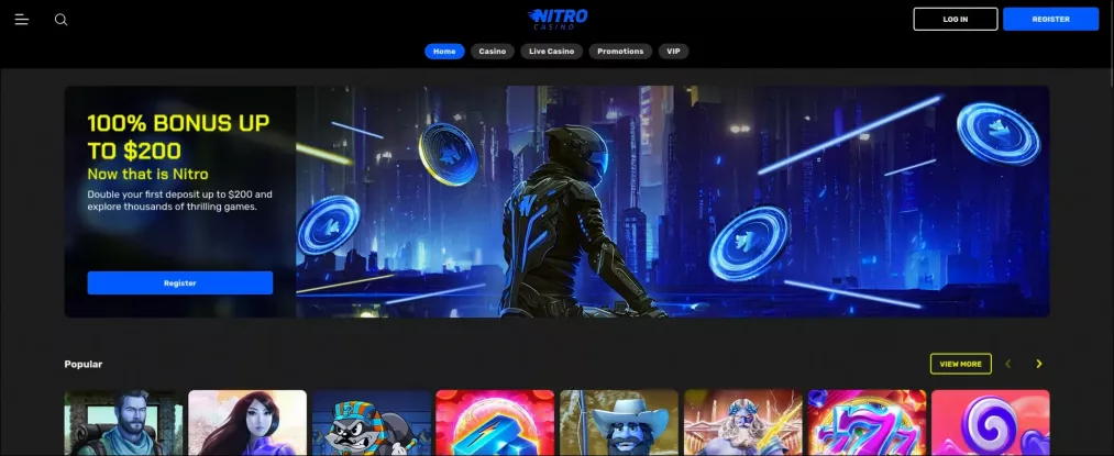 Nitro Casino 100% up to 400 CAD bonus